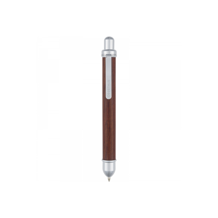 Mini stylo bille Tolède Oberthur – Bois de rose et chrome, support bois pour smartphone