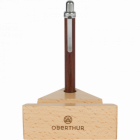 Mini stylo bille Tolède Oberthur – Bois de rose et chrome, support bois pour smartphone