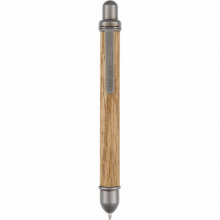 Mini stylo bille Tolède Oberthur – Chêne et gun, support bois pour smartphone