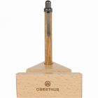 Mini stylo bille Tolède Oberthur – Chêne et gun, support bois pour smartphone