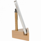 Mini stylo bille Tolède Oberthur – Chêne et gun, support bois pour smartphone