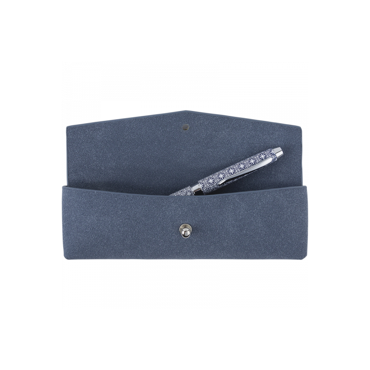Stylo bille Barcelona Oberthur – Corps laqué marine à motifs faïence