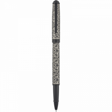 Stylo bille Byzance gun et noir Oberthur – Embout capuchon diamant, décor gravé oriental