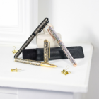Stylo bille Byzance gun et noir Oberthur – Embout capuchon diamant, décor gravé oriental