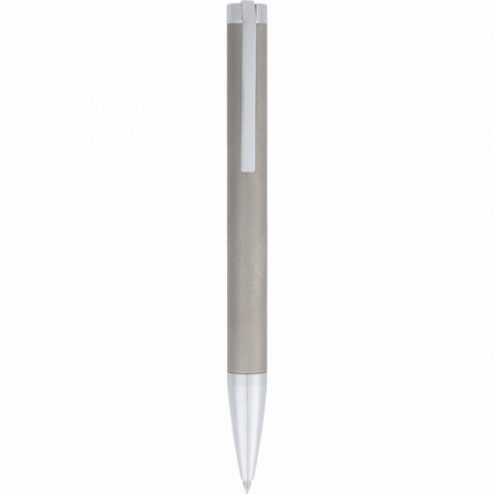 Stylo bille Titane gris Oberthur – Mécanique twist, agrafe incrustée chrome brillant