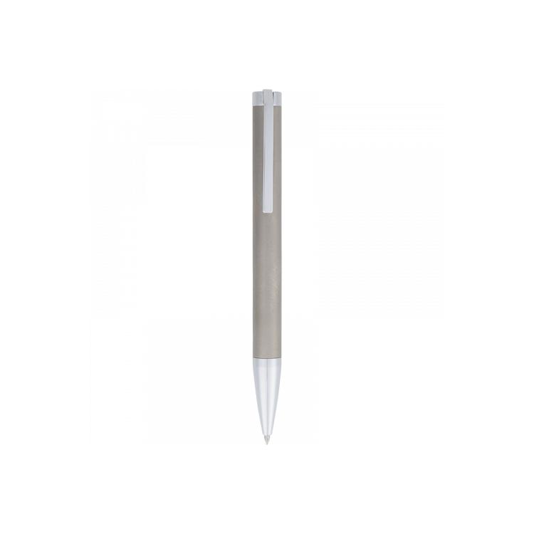 Stylo bille Titane gris Oberthur – Mécanique twist, agrafe incrustée chrome brillant