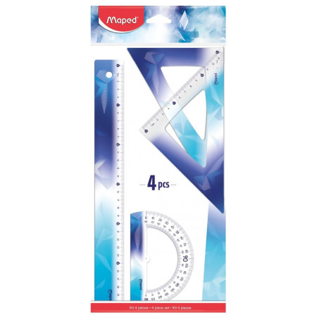 Kit de traçage 4 pièces Arctic Vibes Maped 30 cm – Règle, rapporteur et équerres pour la géométrie