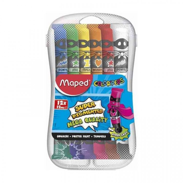 Peinture gouache Color'Peps Maped en tubes – Boîte de 12 tubes de 12 ml