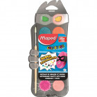 Pastilles de gouache Color'Peps Maped 30 mm – Boîte de 12 couleurs avec pinceau inclus