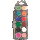Pastilles de gouache Color'Peps Maped 30 mm – Boîte de 12 couleurs avec pinceau inclus