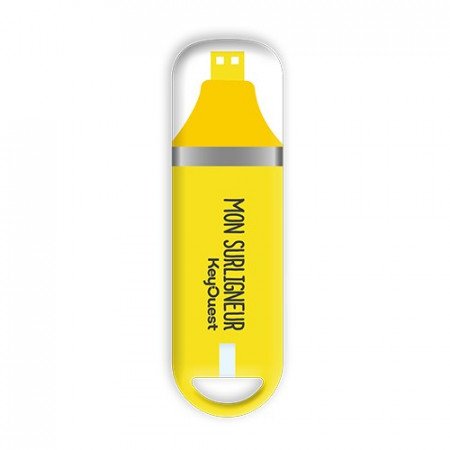 Clé USB 32 Go KeyOuest Surligneur Jaune – Design fluo, édition limitée Collection Fournitures