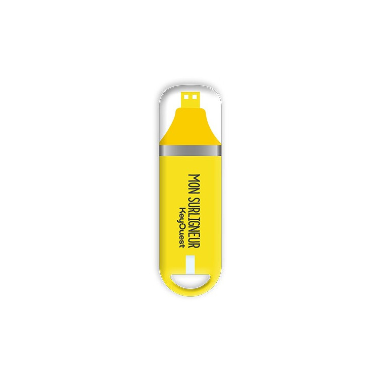 Clé USB 32 Go KeyOuest Surligneur Jaune – Design fluo, édition limitée Collection Fournitures