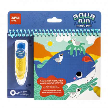 Bloc de coloriage à l'eau Aqua Fun Marin 6F – Pinceau réservoir rechargeabl