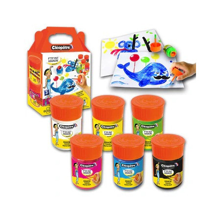 Lot de 6 P'tits Pots de gouache Néfertari 50ml Cléopâtre – Pinceau intégré