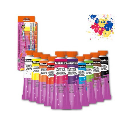 Blister 10 tubes peinture acrylique 10ml Cléopâtre – Loisirs créatifs