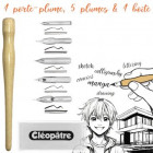 Set de calligraphie Cléopâtre – Porte-plume bois et 5 plumes interchangeables