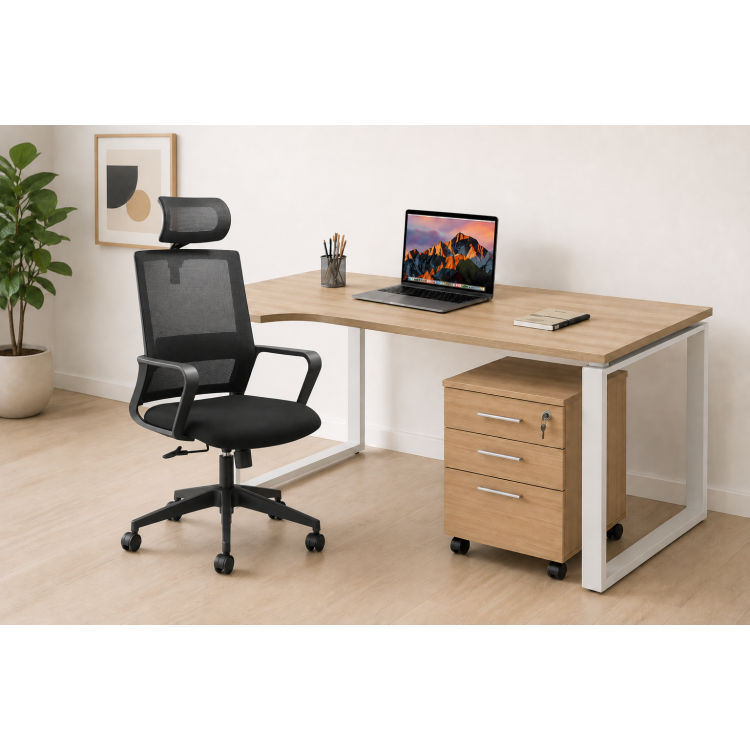PACK BUREAU ANGLE Gauche + CAISSON + FAUTEUIL