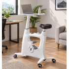 Vélo de bureau Office Bike blanc avec tablette de travail – 8 niveaux de résistance et écran d’activité