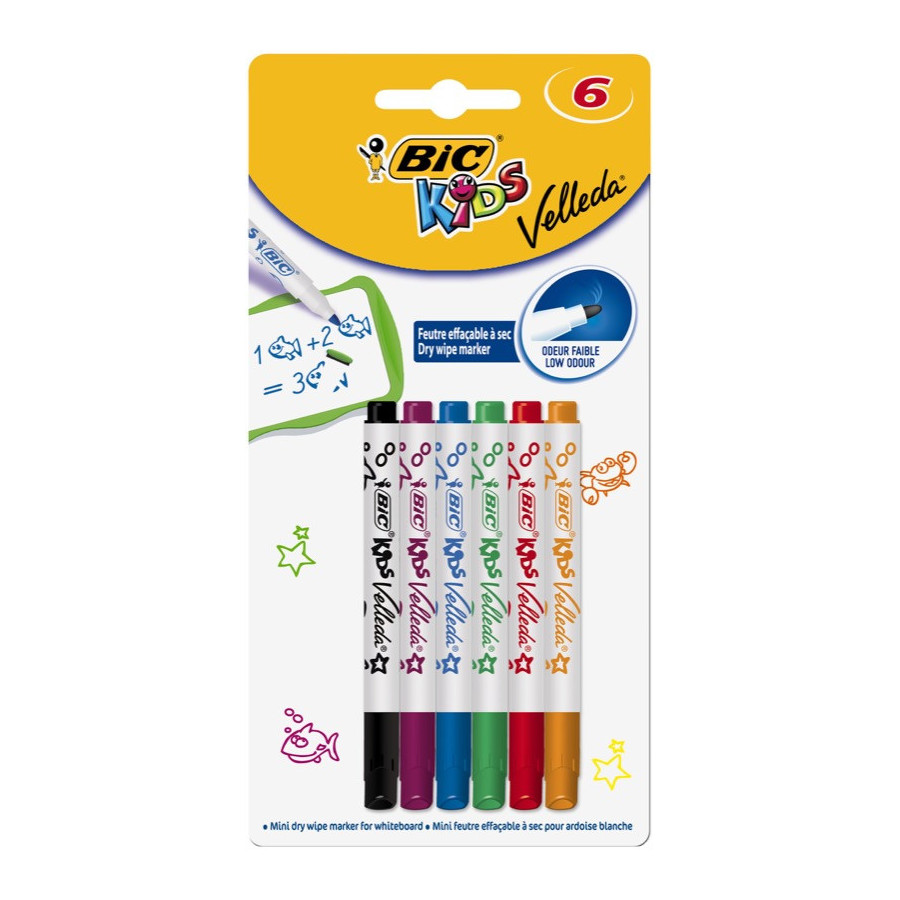 Feutre velleda bleu Bic effaçable pour ardoise ou tableau blanc pointe fine