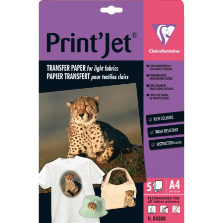 Papier Transfert T-Shirt - Format A4, 21X29.7 - 5 Feuilles de 130gr