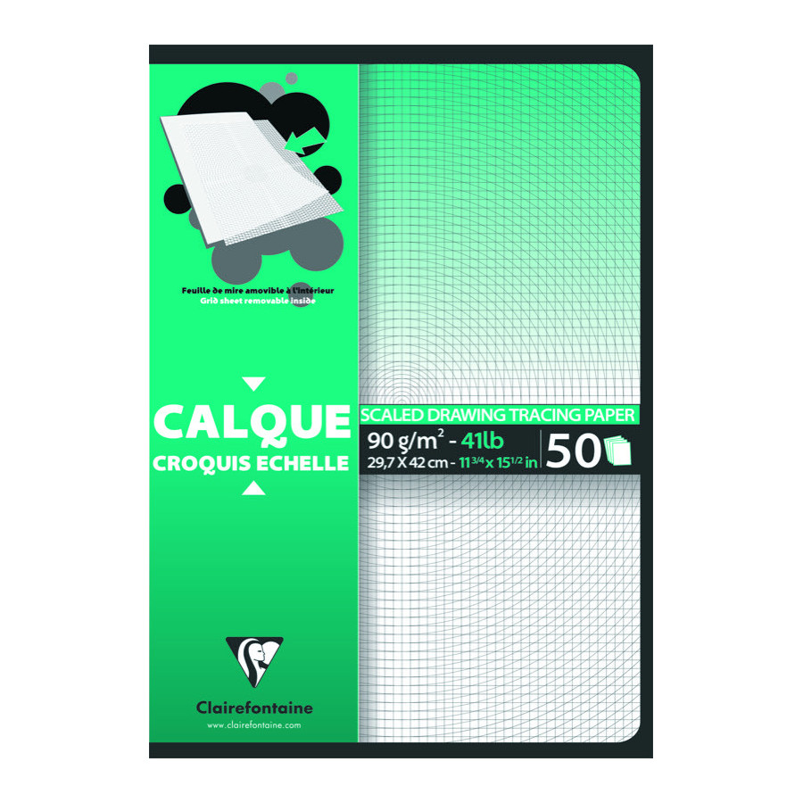 Papier calque A3 Clairefontaine - 90 g - ramette 500 feuilles