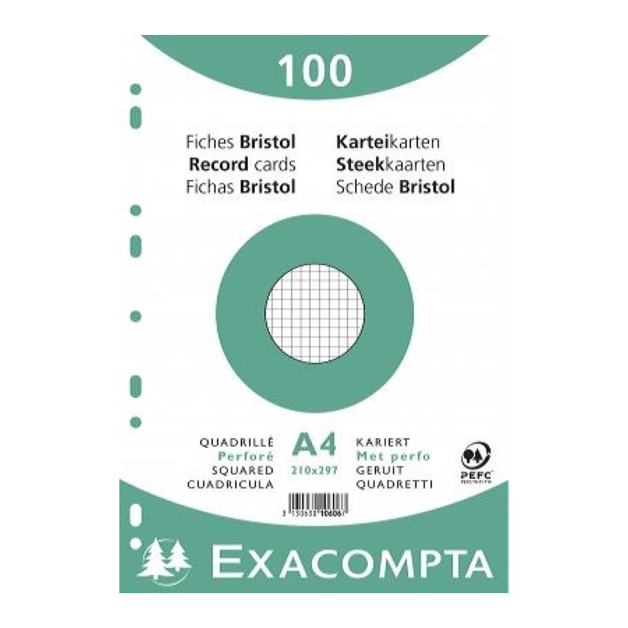Exacompta - Pack de 100 Fiches Bristol - A5 - petits carreaux - perforées -  blanc Pas Cher | Bureau Vallée
