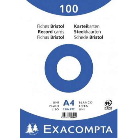 PAQUET FEUILLES BRISTOL A4 21X29.7 - 100 FEUILLES UNI BLANC