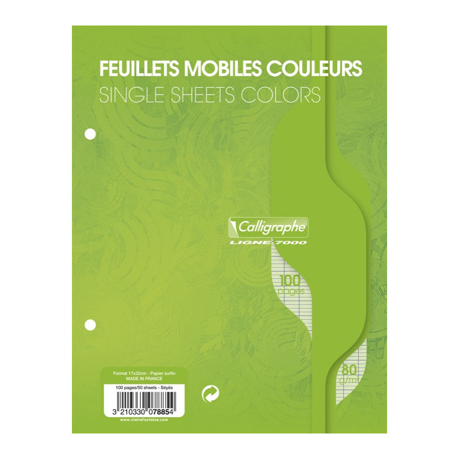 Feuille simple vert 17x22 grand carreaux 60g - Paquet de 48F -   Votre fourniture à prix d'usine