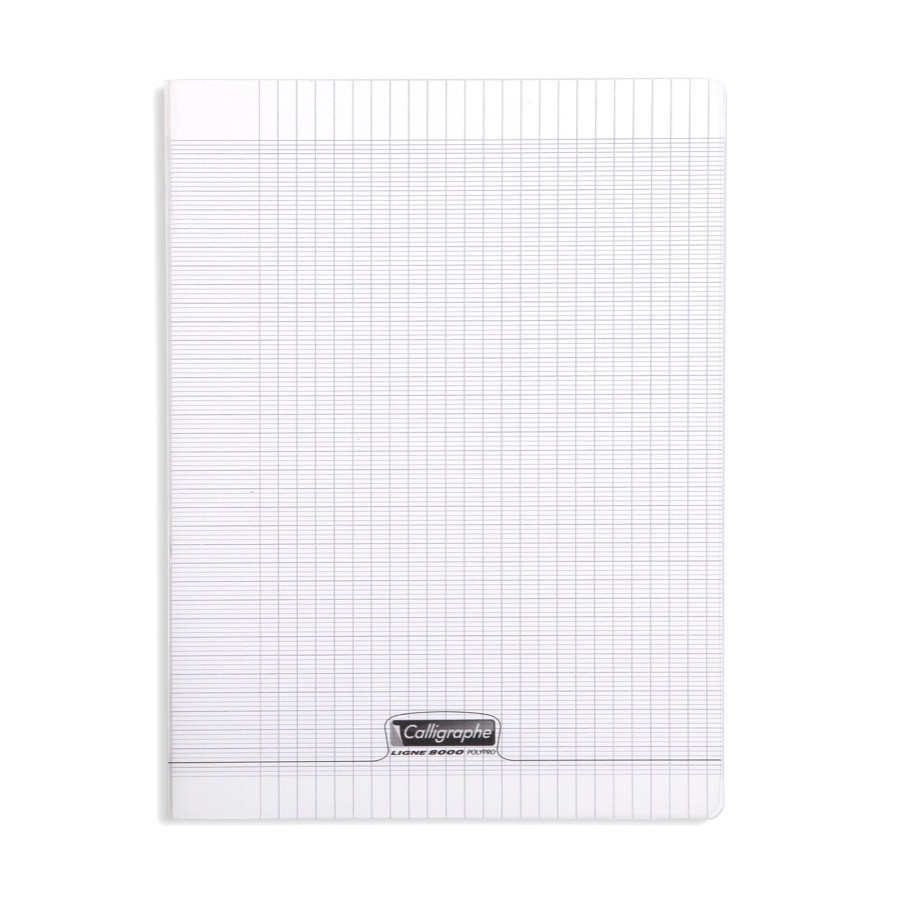 Cahier 24x32, 96 pages, 90g. grands carreaux couverture plastique PP ROUGE  avec rabats