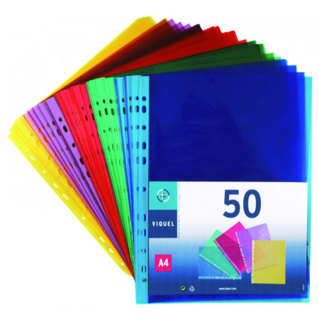 SACHET 50 POCHETTES PERFOREES COULEUR