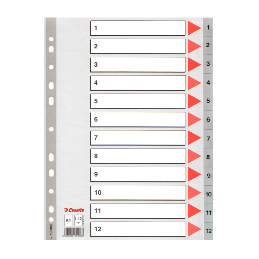 Intercalaires plastique 6 ou 12 touches pour classeurs A4