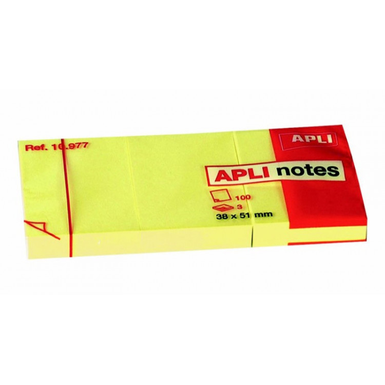 Notes adhésives 38X51 JAUNE (X3)