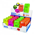 TAILLE-CRAYONS+GOMME COMPACT FLUO